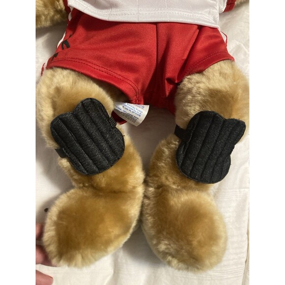 Build A Bear Plush Stuffed Brown Teddy Bear Soccer Shirt Shorts Shin Guards Red - Picture 5 of 11